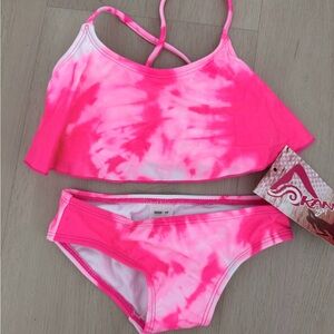 Neon Pink Tie-Dye Two-Piece Swim Set